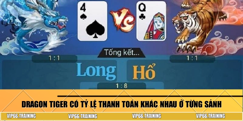 Dragon tiger có tỷ lệ thanh toán khác nhau ở từng sảnh